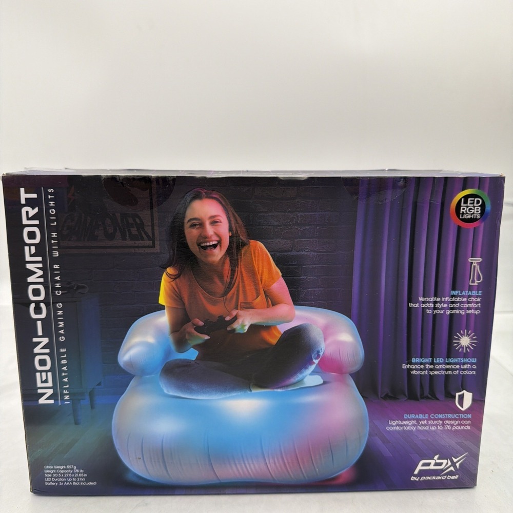 Neon-Comfort Inflatable Gaming Chair With Lights